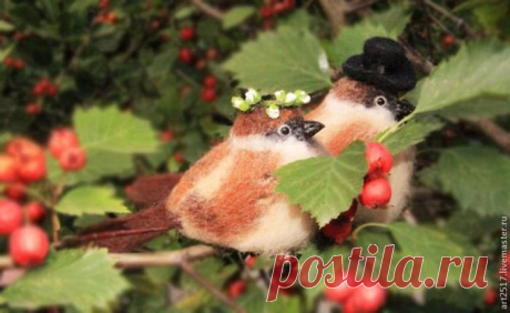 Воробушки Чик и Чирика в технике сухого валяния