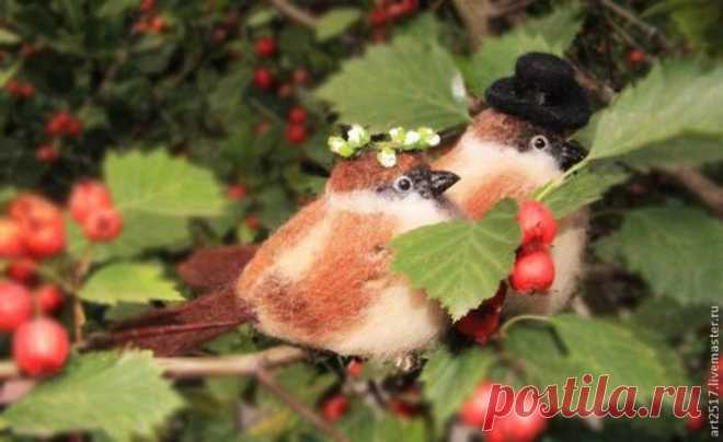 Воробушки Чик и Чирика в технике сухого валяния