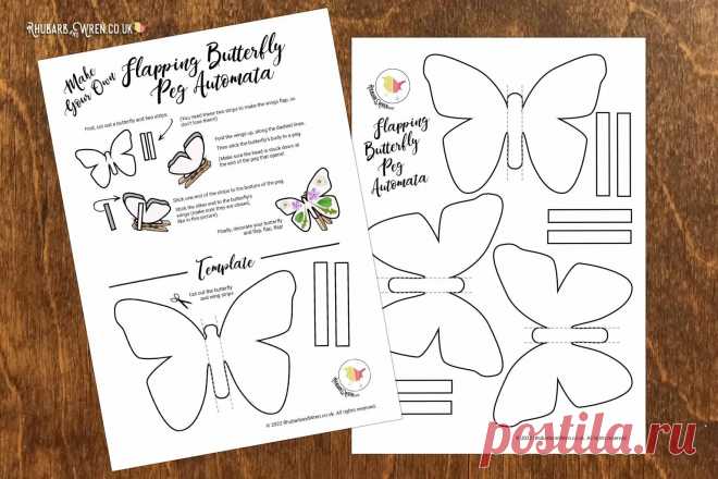How to Make a Flapping Butterfly Peg Automata - Rhubarb and Wren