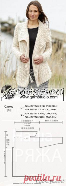 Жакет спицами на завязках с кисточками