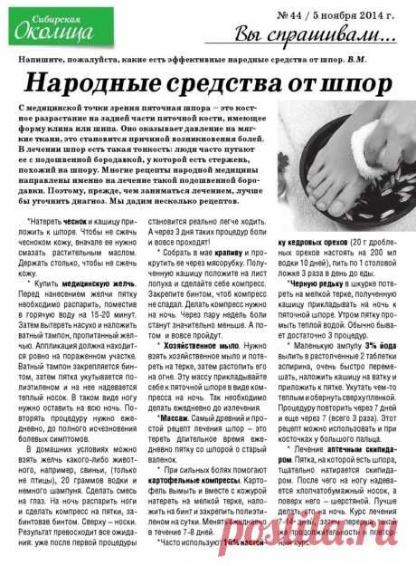 Народные средства от шпор