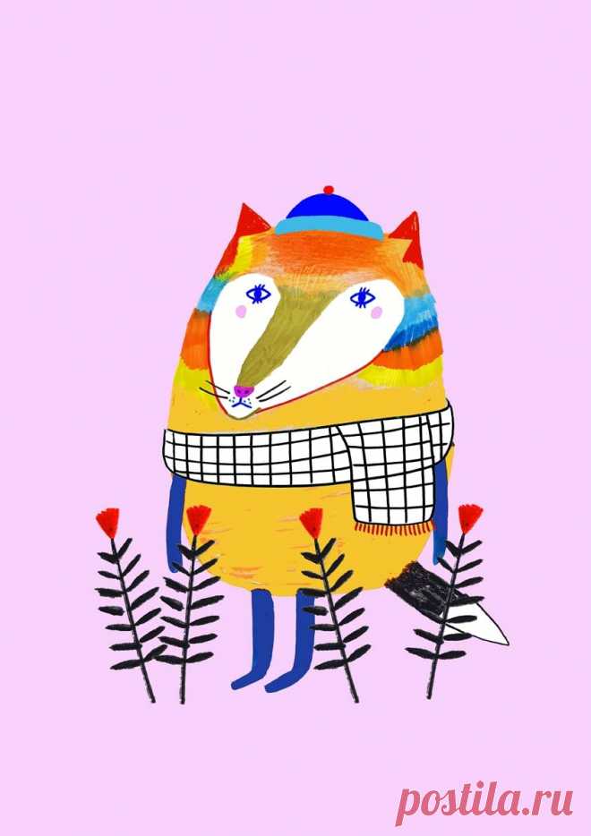 fox, winter, art, illustration, design, kids, decor, colorful, whimsical, childrens, design, art, nursery, print, book, logo, illustrator, cute, - Ashley Percival Illustration