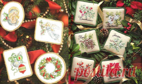 Новогодний декор: ёлочные игрушки, украшенные вышивкой - Ярмарка Мастеров - ручная работа, handmade