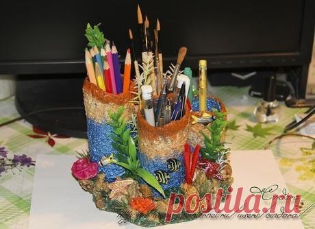 Подставка под карандаши и ручки "Коралловый риф" — Сделай сам, идеи для творчества - DIY Ideas