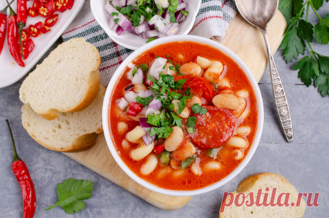 Томатный суп с фасолью и макаронами рецепт с фото пошагово