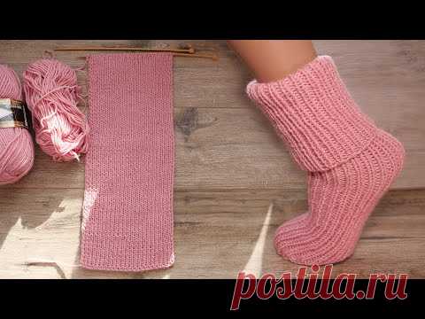 Носки для новичков на двух спицах 🧦 Knitting easy socks on two needles (tutorial for BEGINNER)