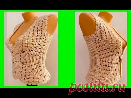 Креативный ЖАКЕТ 2 часть , вязание крючком по схеме , crochet vest  ( №376)