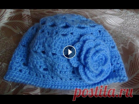 Голубая весенняя шапочка крючком.Часть 1 .Spring cap crochet.part 1 Шапочка связана крючком из кавказской пряжи, примерно длина нити 220 м.на 100 грамм., крючок № 2, размер шапочки 54-56., высота 20 см. плейлист ЖАКЕТ-...