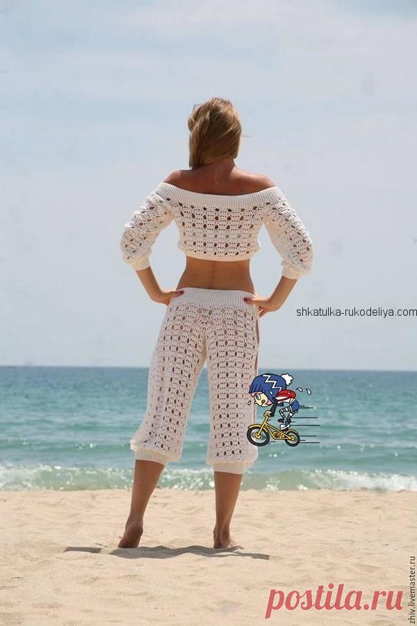 Пляжный комплект крючком 2019. Летний комплект шорты+ кофточка узором дырочка | Шкатулка рукоделия