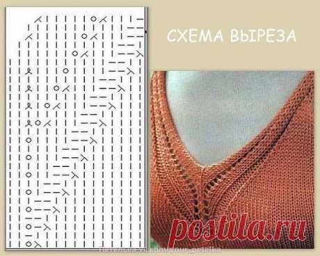 Схема выреза, вяжем спицами
