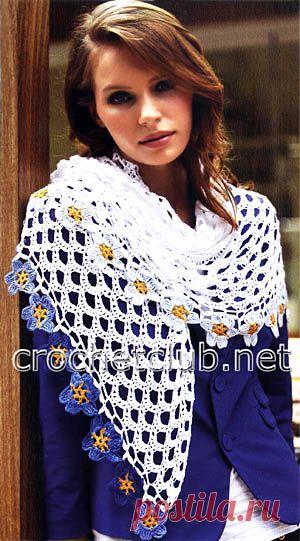 Платок с цветочной каймой - Вязание Крючком. Блог Настика
