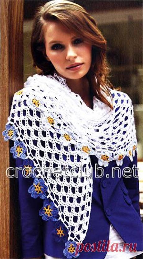 Платок с цветочной каймой - Вязание Крючком. Блог Настика