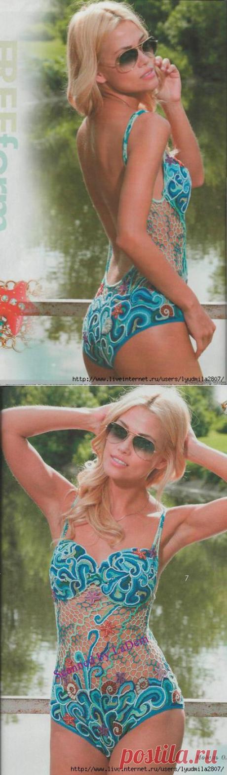 Купальник в техниках фриформ и ирландское кружево. Журнал мод № 580 3-2014