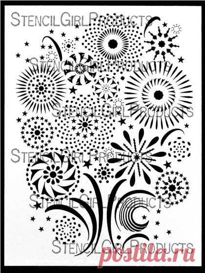 Stylized Fireworks Stencil | June Pfaff Daley | StencilGirl Products