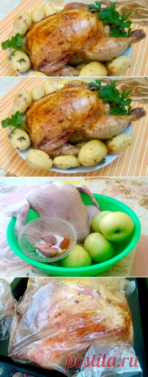 Курица в духовке с яблоками | Вкусный день