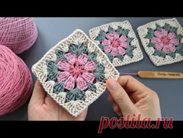 How to Crochet Flower Granny Square | Chompu Handicrafts