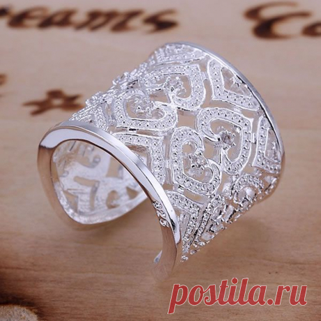 R106 925 чистое серебро кольцо, 925 серебро ювелирные изделия, Инкрустированные много в форме сердца кольцо серебристый кольцо открыт / avzajnga cilakzsa купить в магазине qianqian wang's store 2014 на AliExpress
