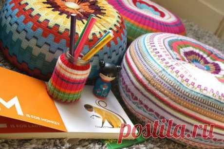 Вязаные вещи в интерьере.