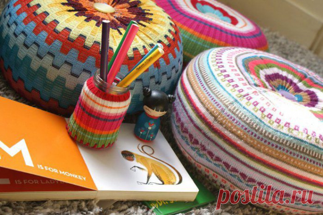 Вязаные вещи в интерьере.