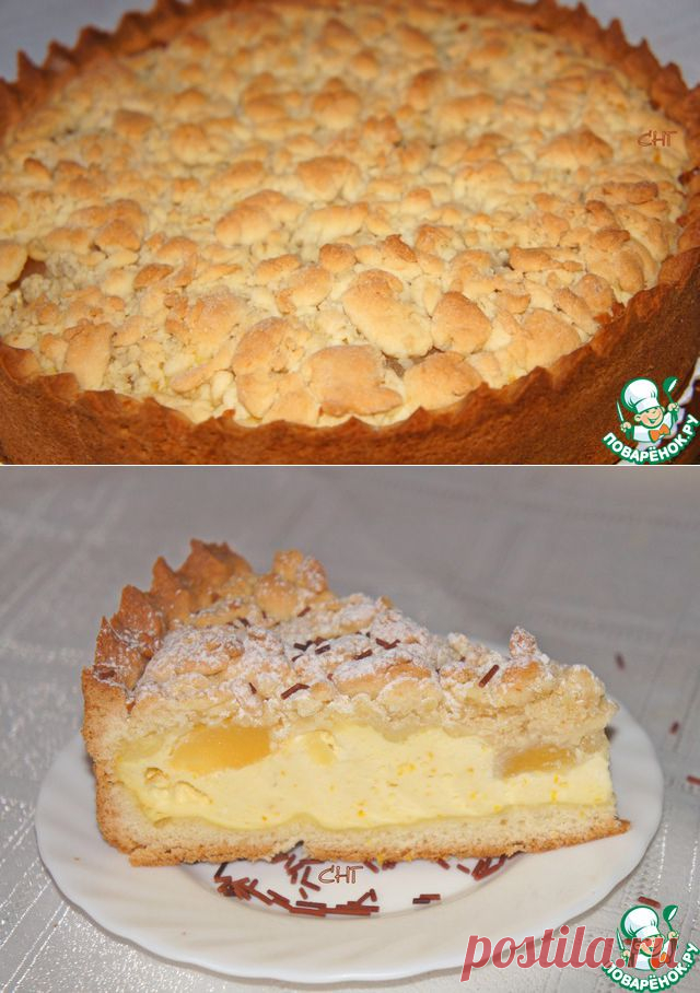 Пирог с творогом и фруктами - кулинарный рецепт