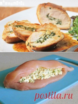 Куриное филе с творогом и зеленью |