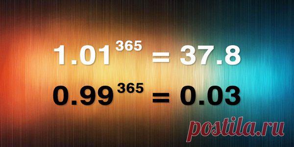Лучший мотиватор в мире |Если принять усилия за единицу и возвести в степень 365 – количество дней одного года, то результат получается именно таким. Делайте чуть-чуть меньше, чем можете – и результат практически нулевой. Делайте немного больше, чем делаете обычно – и результат увеличивается многократно. С математикой не поспоришь. С жизнью тоже.
