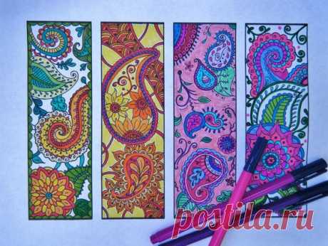 Paisley Bookmarks - Printable Bookmark Coloring...