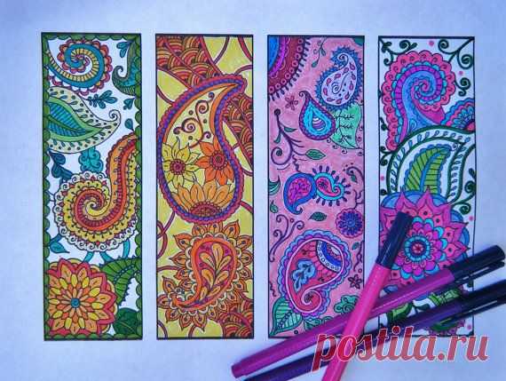 Paisley Bookmarks - Printable Bookmark Coloring...