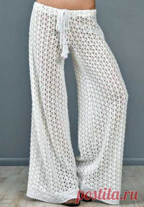 Ажурные брюки на лето. Схема вязания крючком