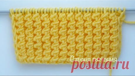 Узоры спицами. Плотный двухсторонний узор. Knitting patterns. Dense double-sided pattern.