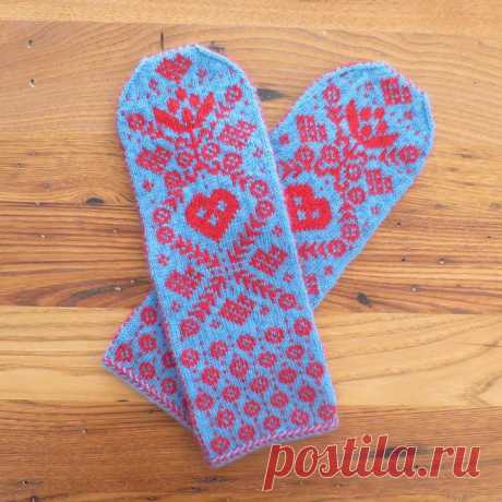 Варежки Hjärtan och Blommor Mittens