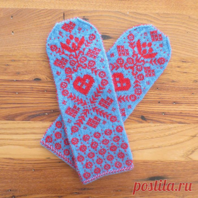 Варежки Hjärtan och Blommor Mittens