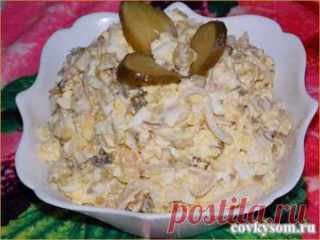 Салат с кальмарами и картофелем | Домашняя кулинария