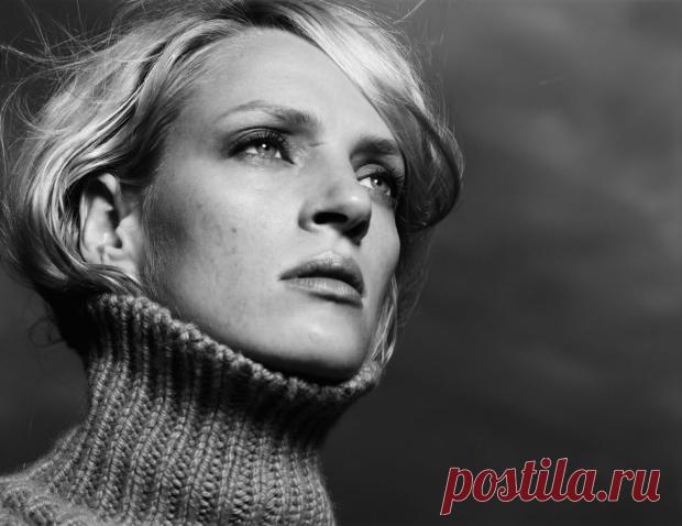 Ума Турман полураздетая в фотосессии приуроченной ее дебюту на Бродвее