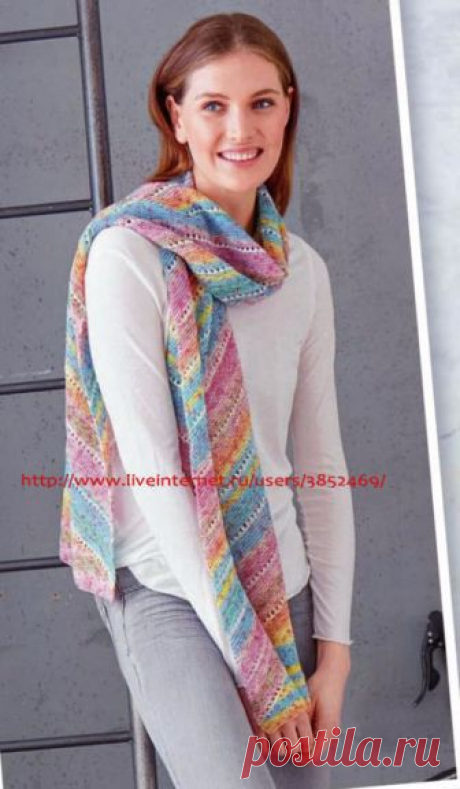 Шарф из пряжи секционного крашения