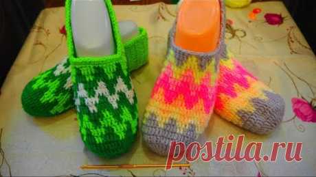 ТАПОЧКИ СЛЕДКИ ВЯЖЕМ КРЮЧКОМ