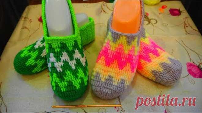 ТАПОЧКИ СЛЕДКИ ВЯЖЕМ КРЮЧКОМ