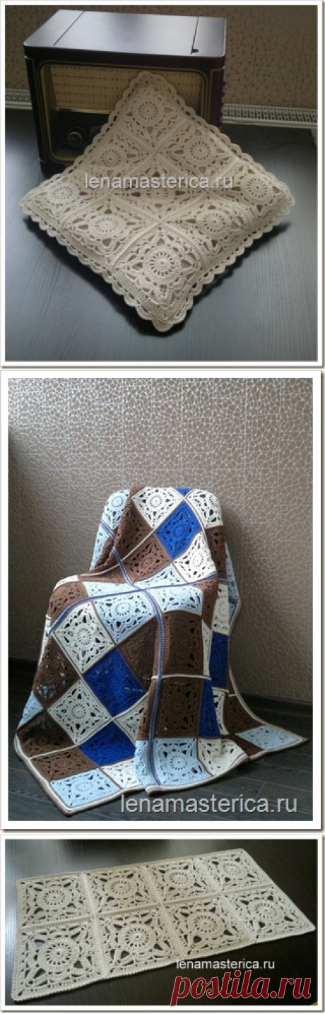 Квадратный мотив “Кружевной”. Схема, описание