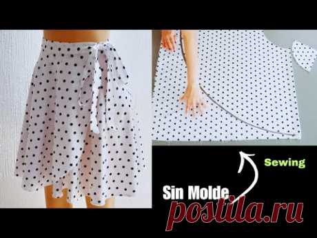 Sin Molde, directo a la Tela, para Dama, Falda Circular traslapada