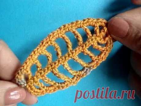 Вязание крючком Урок 305 Как вязать ажурный листик Howto Crochet leaf