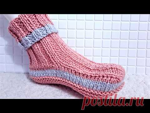 СЛЕДКИ (носки) на 2 спицах. Очень ПРОСТО! Подробный мастер класс