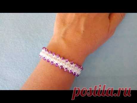 Bracciale con Perle ad Uncinetto Crochet Bracelet Pearl - Brazalete perlas crochet Pulsera crochet