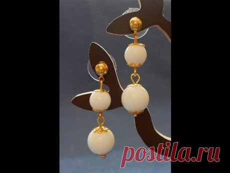 Серьги из бусин натурального камня