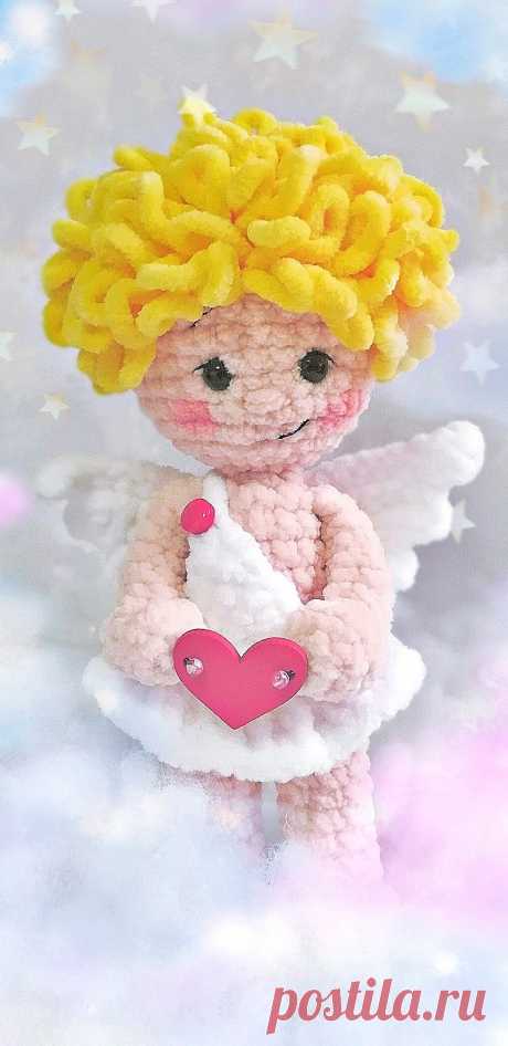 PDF Купидон крючком. FREE crochet pattern; Аmigurumi doll patterns. Амигуруми схемы и описания на русском. Вязаные игрушки и поделки своими руками #amimore - Кукла, куколка, ангел, ангелок.
