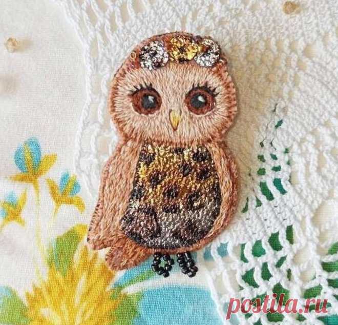 Broche de joyería bordado a mano Búho broche hecho a mano - Etsy Chile