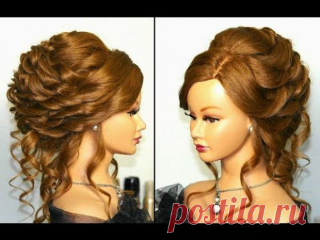 ▶ Romantic bridal, wedding hairstyle for long hair. Tutorial - YouTube