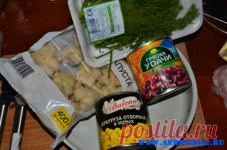 Цветная капуста с кукурузой в аэрогриле
