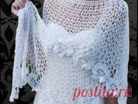 crochet chal shawl flores subtitles in several lenguage - YouTube