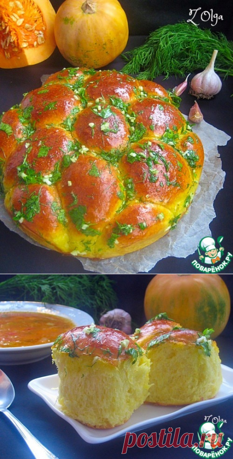 Тыквенные булочки-пампушки с чесноком - кулинарный рецепт