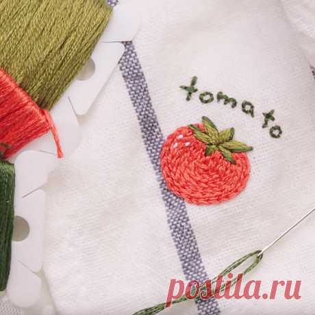 Вышивка: помидор декоративными швами | Креаликум